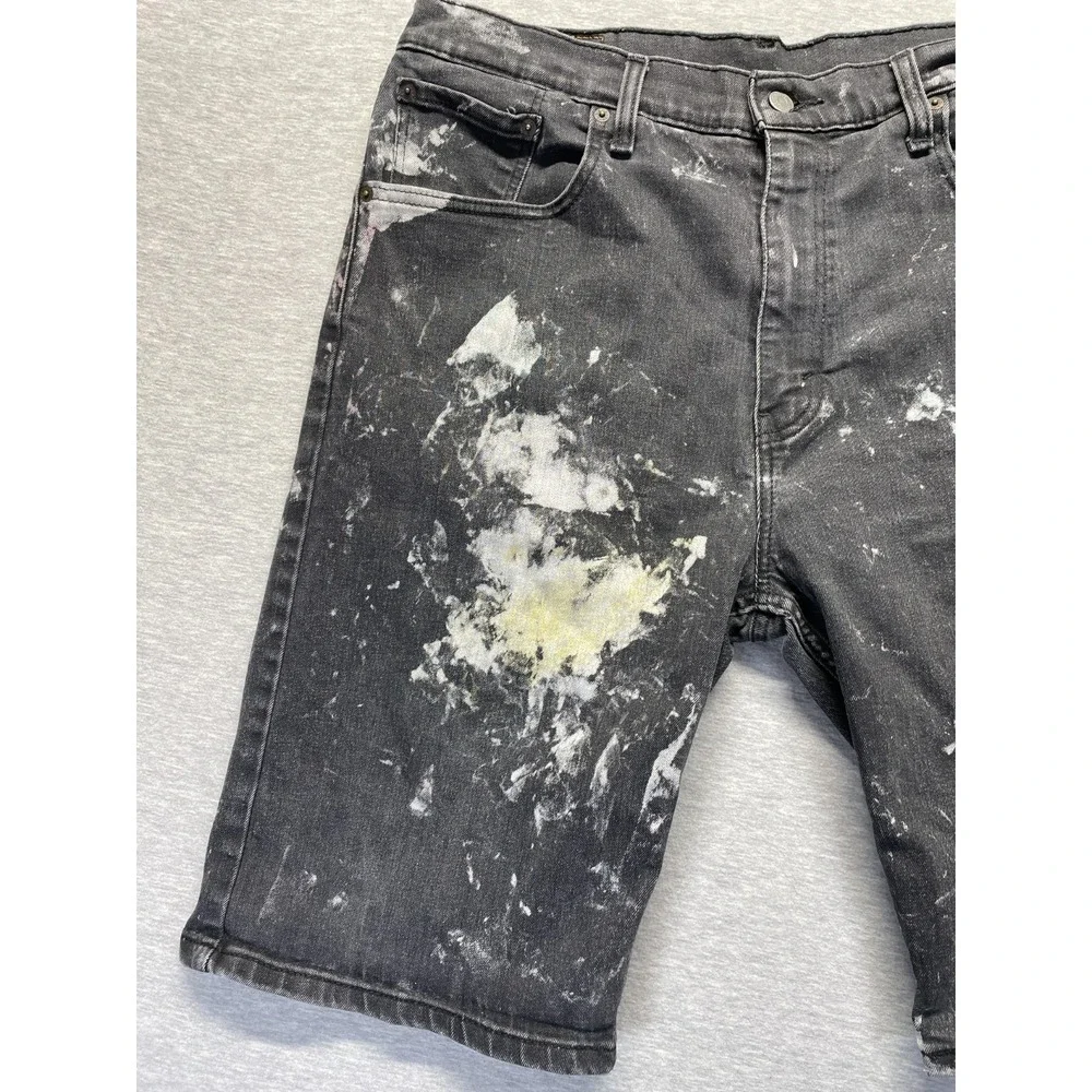 Levi's 509 Jean Shorts Mens 34W Dark Gray Denim Splatter Paint Cotton Everyday